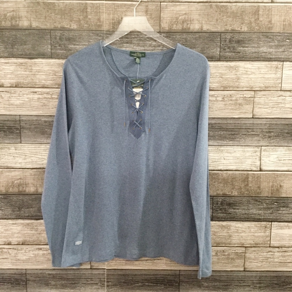 NWT Ralph Lauren blue front laced top XL